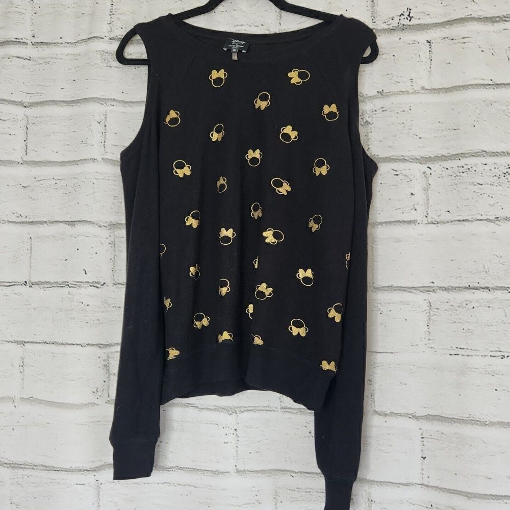 Disney Collection David Lerner Women's Black Cold Shoulder Long Sleeved Shirt M